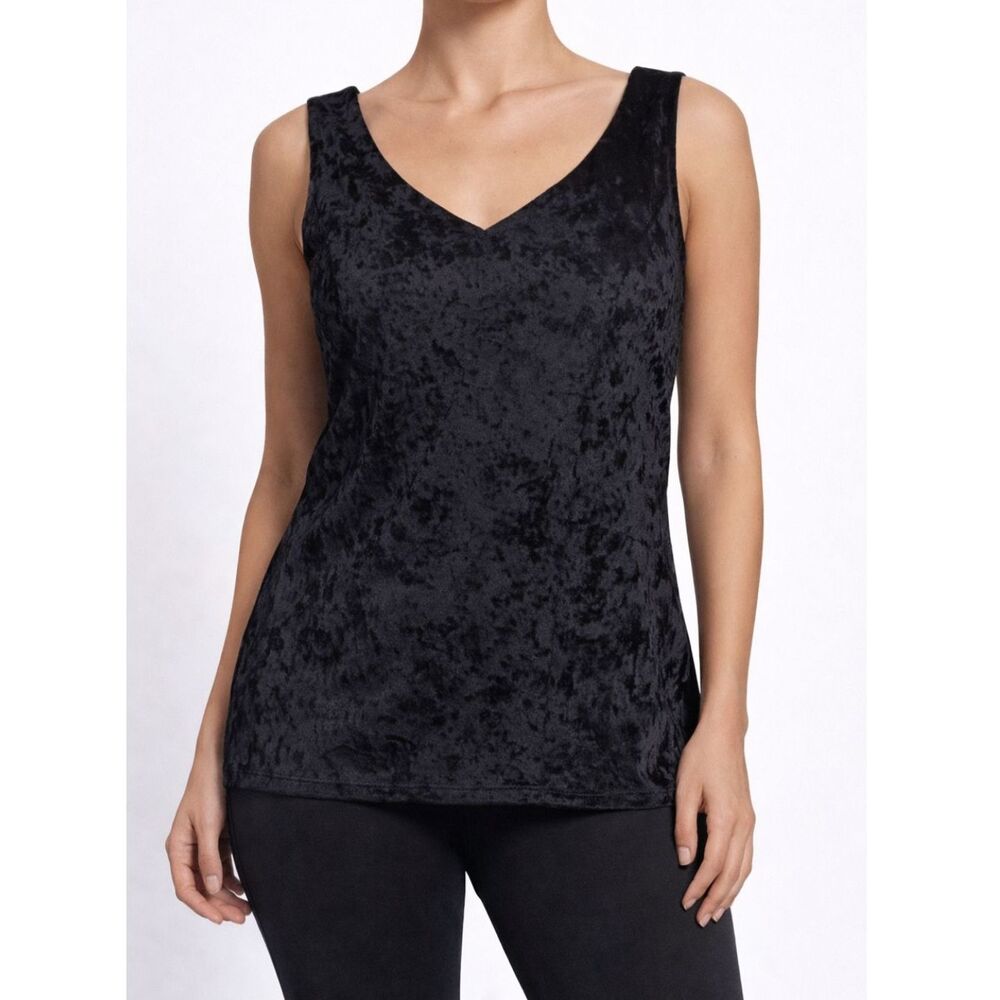 Zac & Rachel Velvet Sleeveless Top Black S